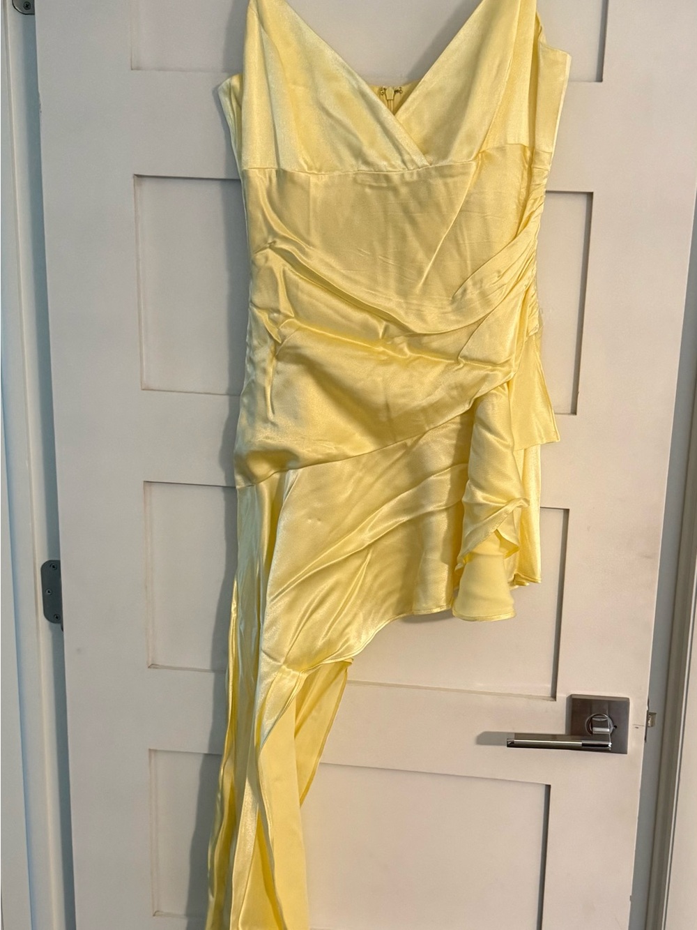 Bardot Lemon Asymmetric Satin Dress